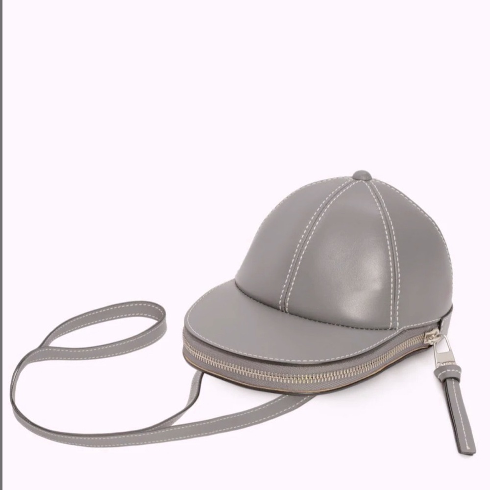 JW ANDERSON leather midi cap bag in gray